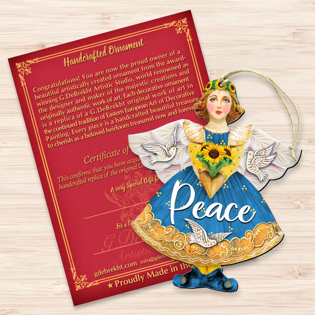 Peace to Ukraine Wooden Ornaments by G. DeBrekht - International Decor - 8157616-3
