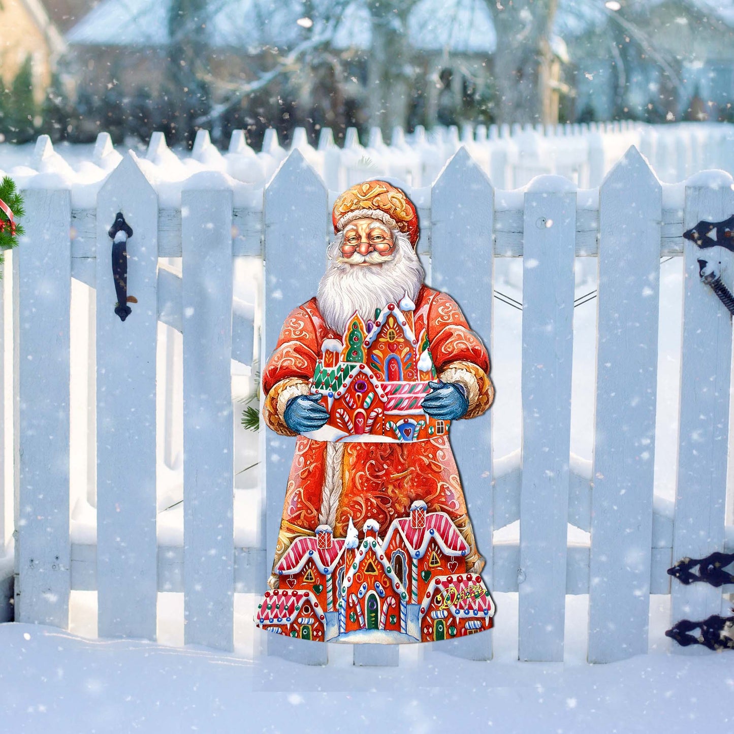 Santa and the Gingerbread House Holiday Door Decor by G. Debrekht - Christmas Santa Snowman Decor - 8691404H