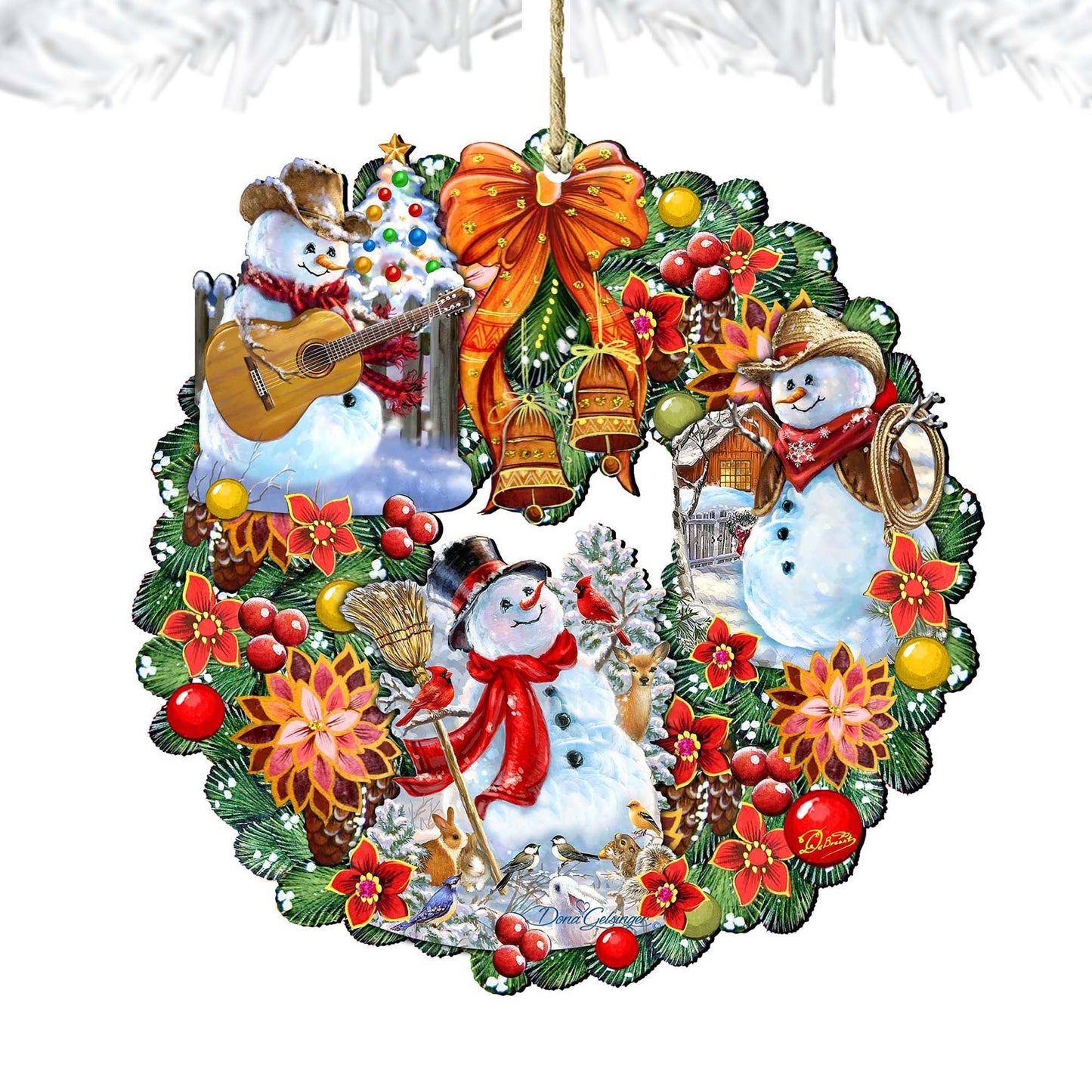 Western Snowy Wreath Wooden Ornaments by Gelsinger - Christmas Decor - 8185307-3-DG