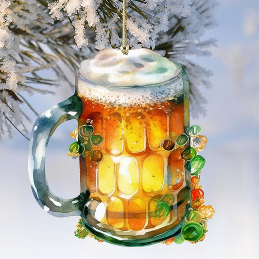 Irish Beer Mug Wooden Ornaments by G. DeBrekht Celtic St Patrick Decor - 8652775