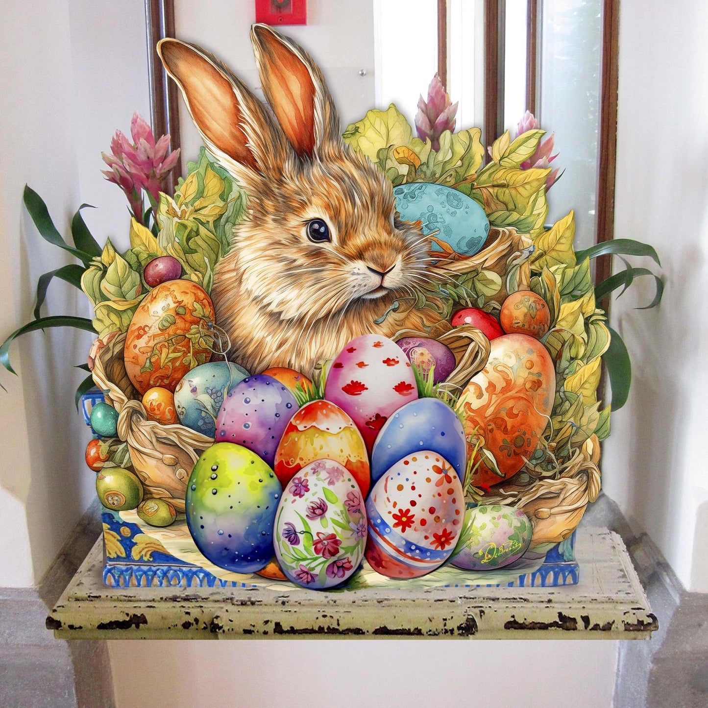 Easter Bunny with Eggs Holiday Door Decor by G. Debrekht - Easter Spring Decor - 8652766H