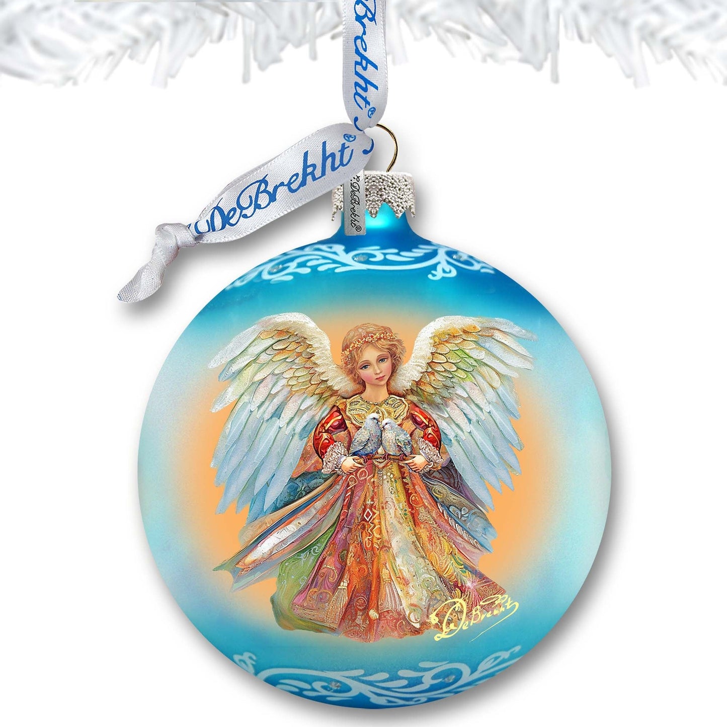 Angel Ball Glass Ornament by G. Debrekht - Nativity Holiday Decor - 73385