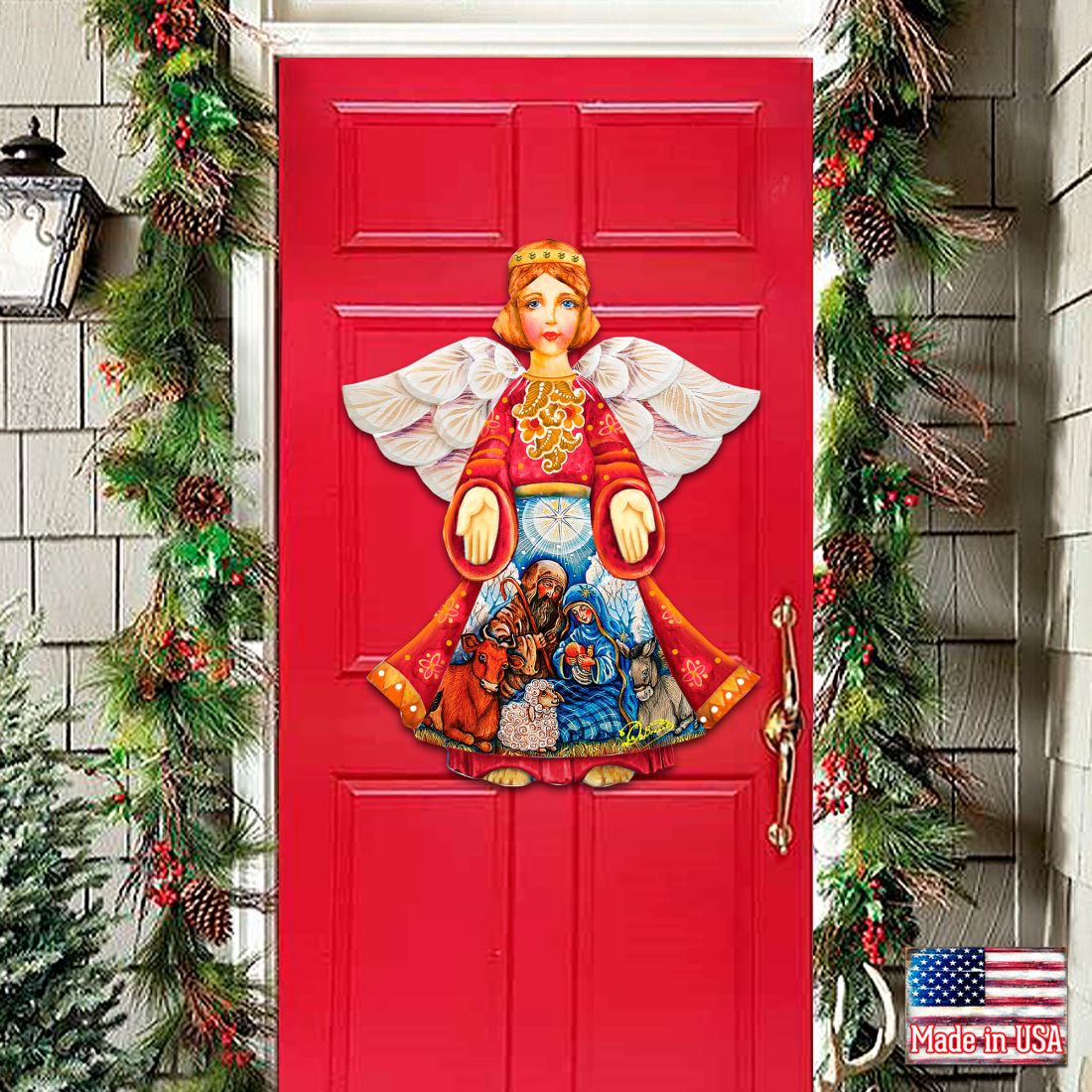 Nativity Christmas Angel Nativity Door Decor by G. DeBrekht - Nativity Holiday Decor - 8152722H