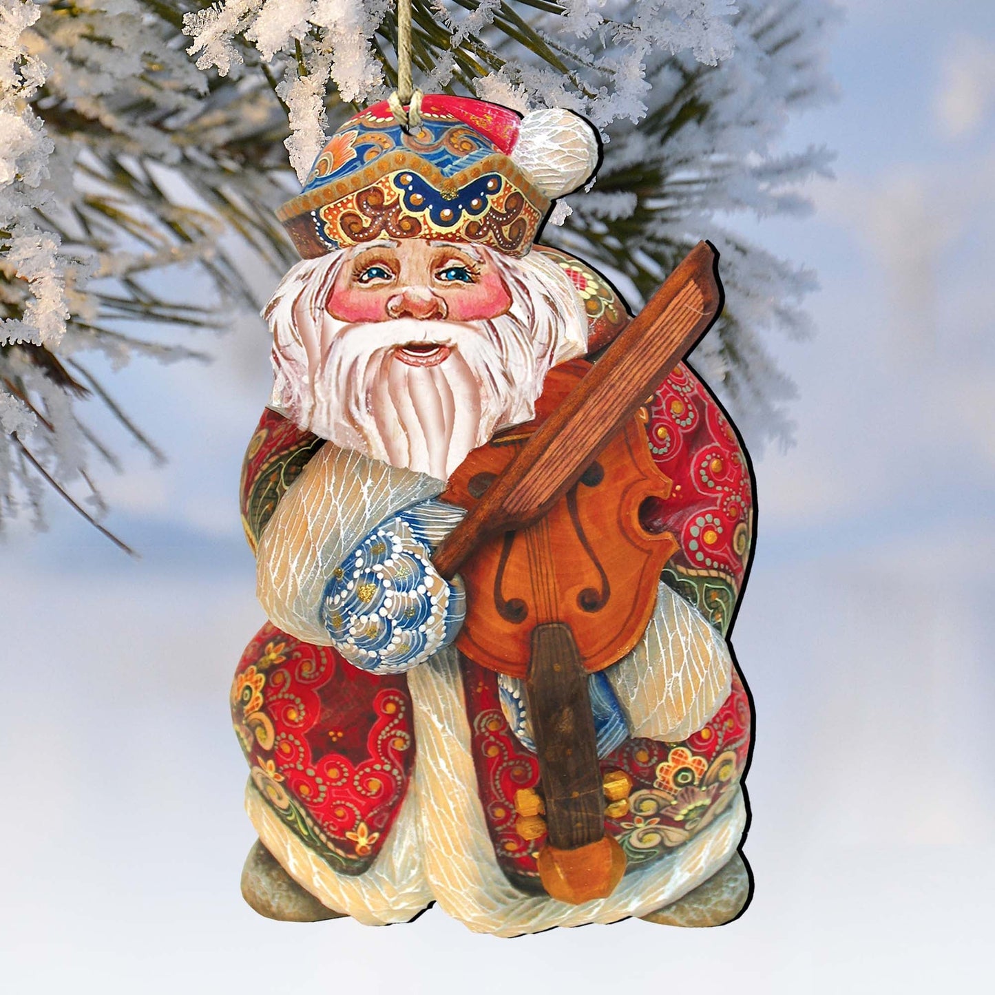 Musician Santa Wooden Ornaments by G. DeBrekht - Christmas Santa Snowman Decor - 8116213