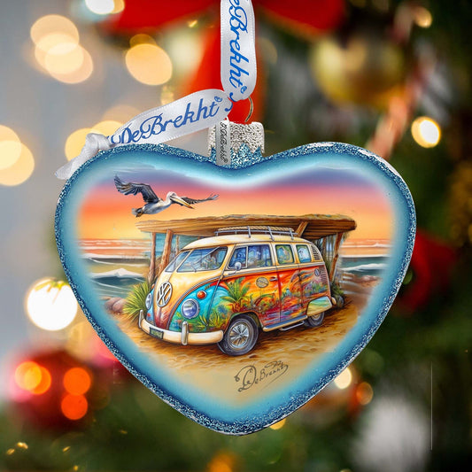 Coastal Truck Heart Glass Ornament by G. Debrekht - Christmas Decor - 753-091