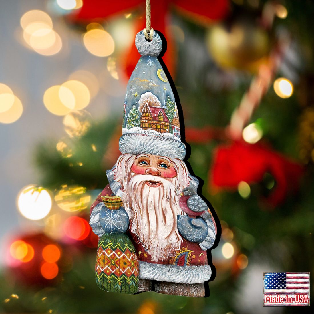 First Noel Christmas Wooden Ornaments by G. DeBrekht - Christmas Santa Snowman Decor - 8116410