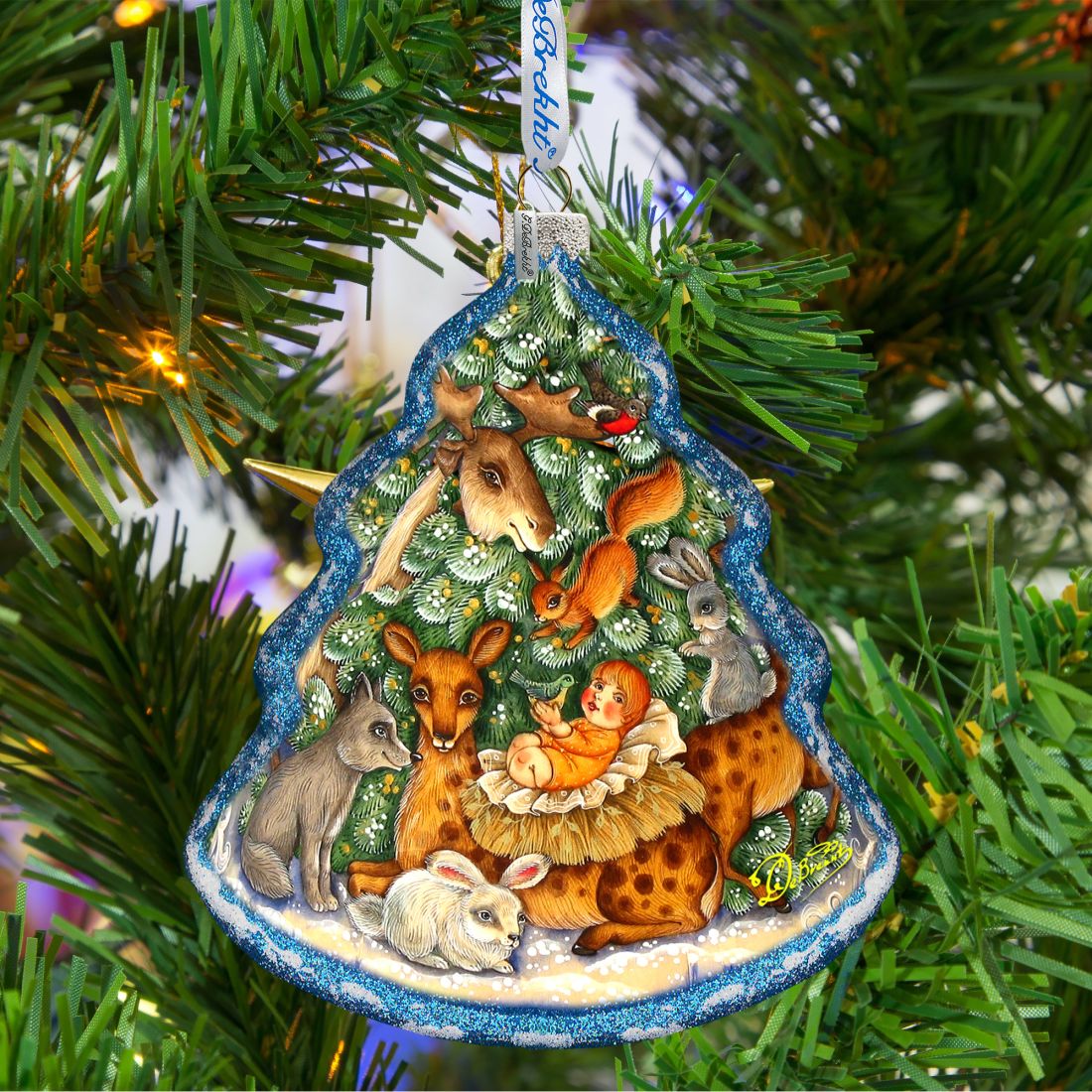 Forest Nativity Glass Ornament by G. DeBrekht - Wildlife Holiday Decor - 762-045