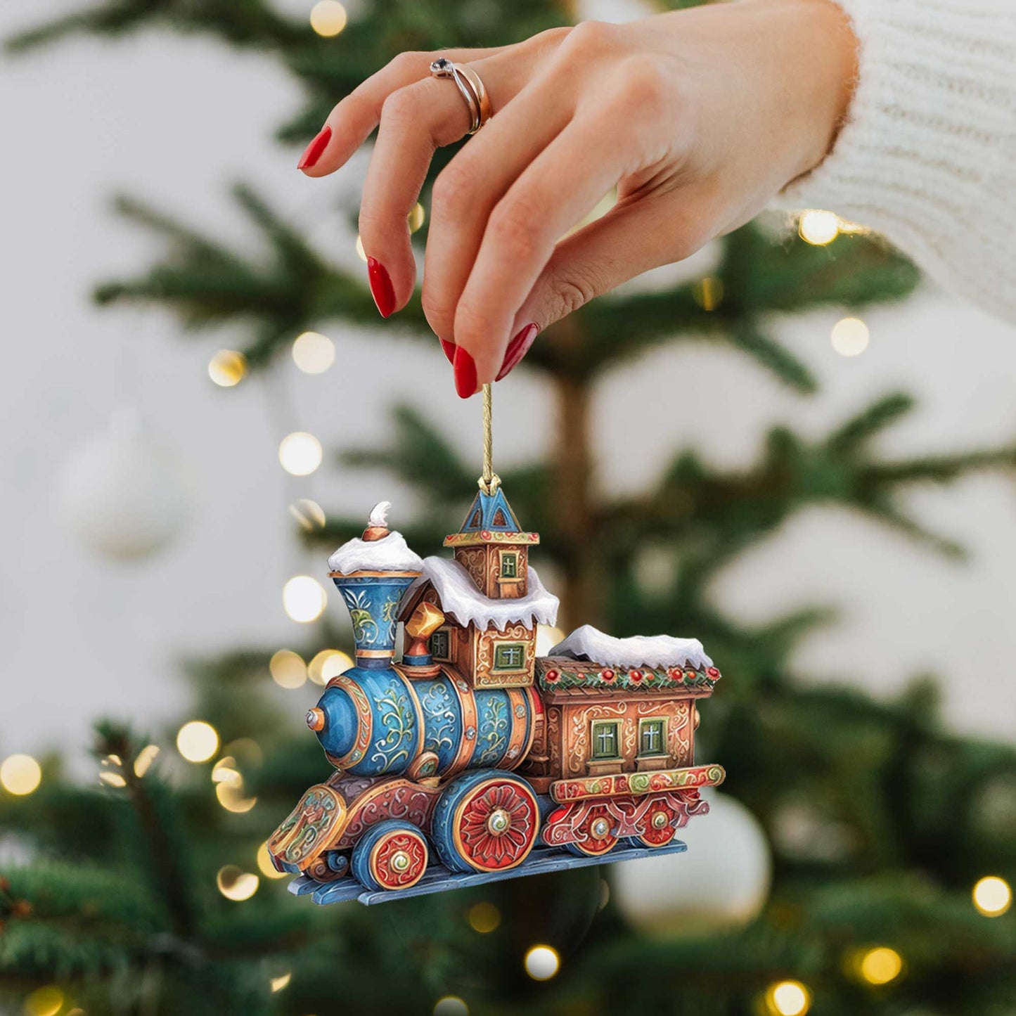 Christmas Train Wooden Ornaments Set of 3 by G. Debrekht - Christmas Decor - 8100198S3