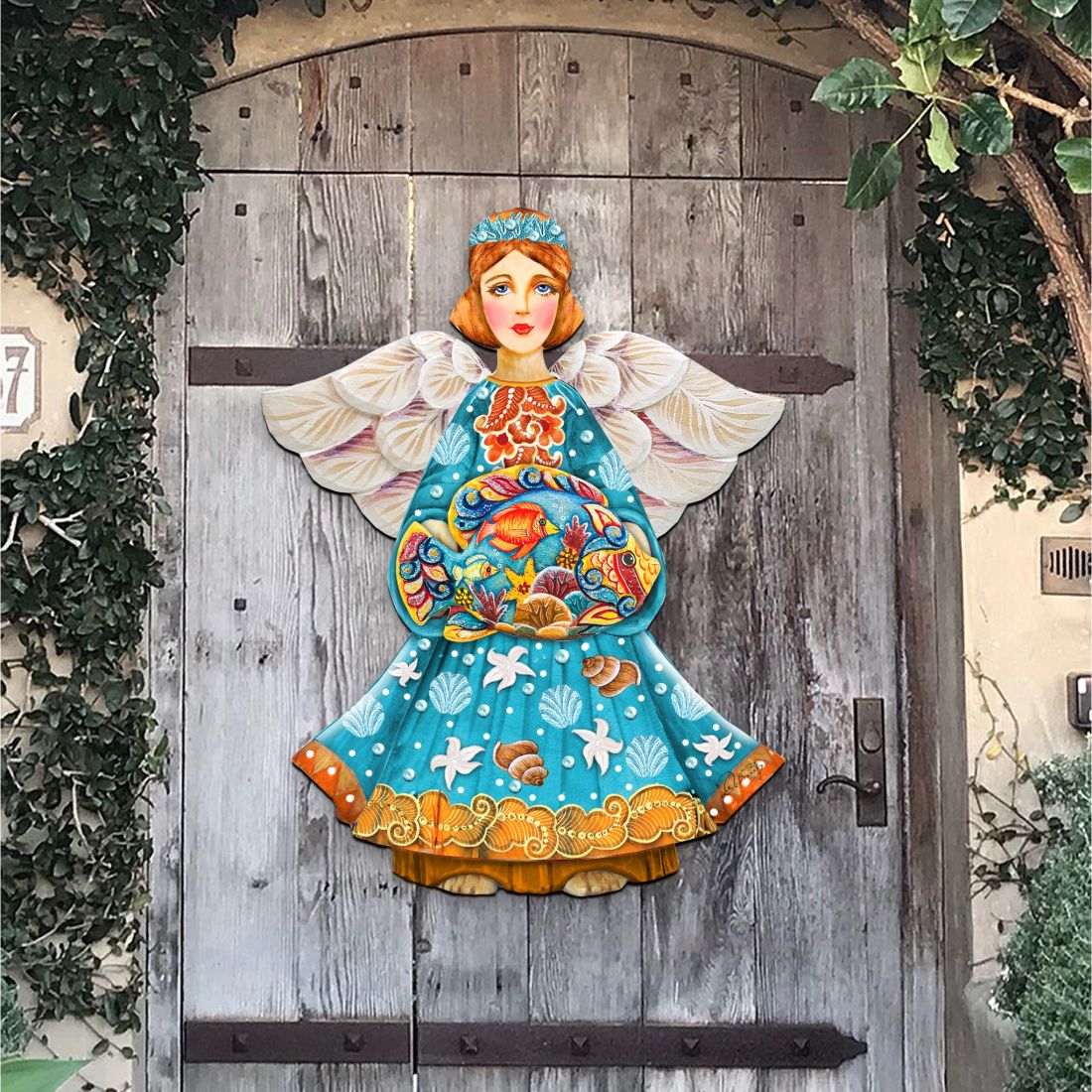 Guardian of The Sea Angel Door Decor by G. DeBrekht - Coastal Holiday Decor - 8152724H