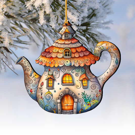 Teapot Decorative Wooden Ornaments by G. Debrekht - Love Family Decor - 8688312