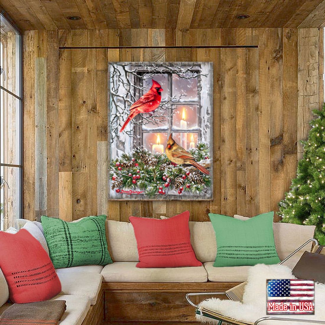 Winter House Birds Art Wooden Wall Art by D. Gelsinger - Nature Wildlife Decor  - 95667B-DG