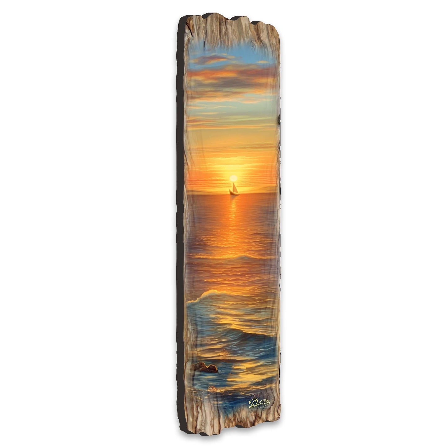 Golden Sunset Wooden Wall Art by G. DeBrekht Coastal Decor - 8491112W