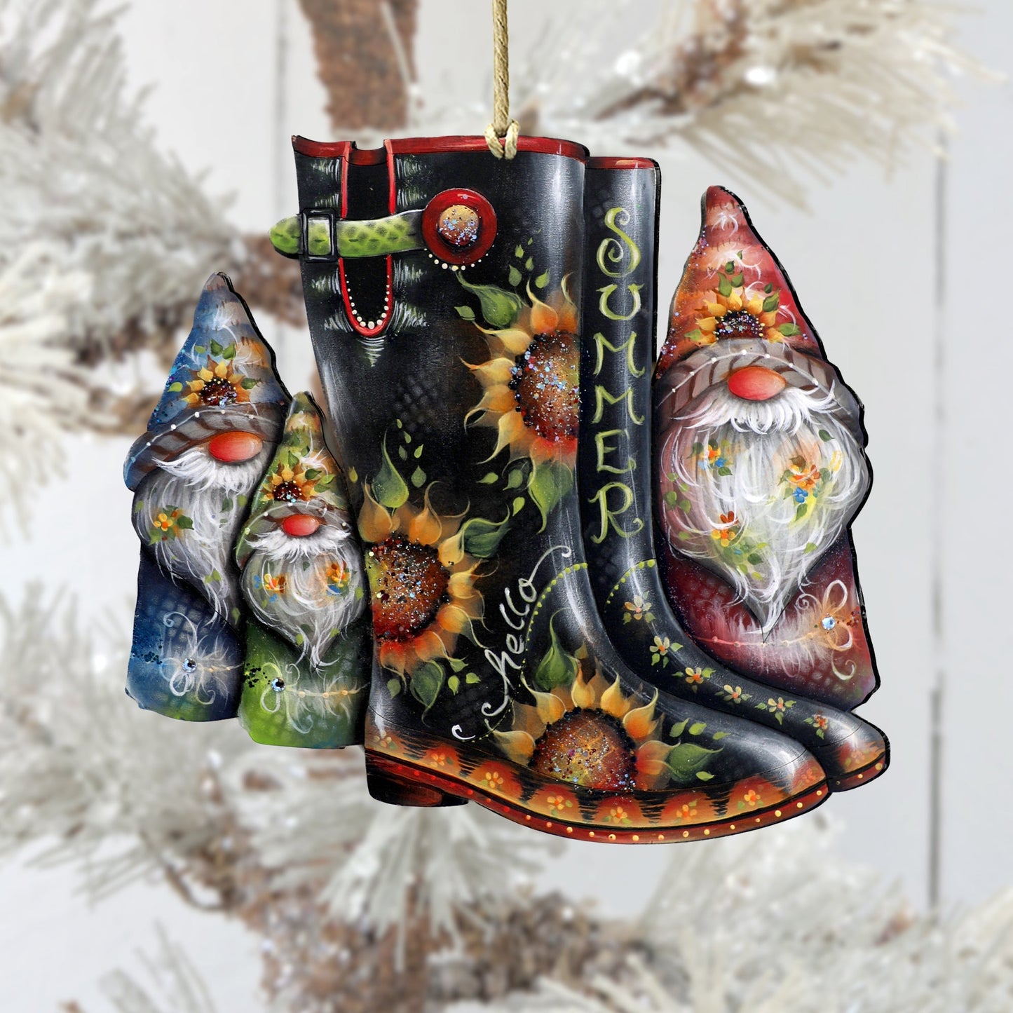 Hello Summer Boots Wooden Ornaments by Jamie Mills-Price Love Kids Family Decor - 8611062-3-MP
