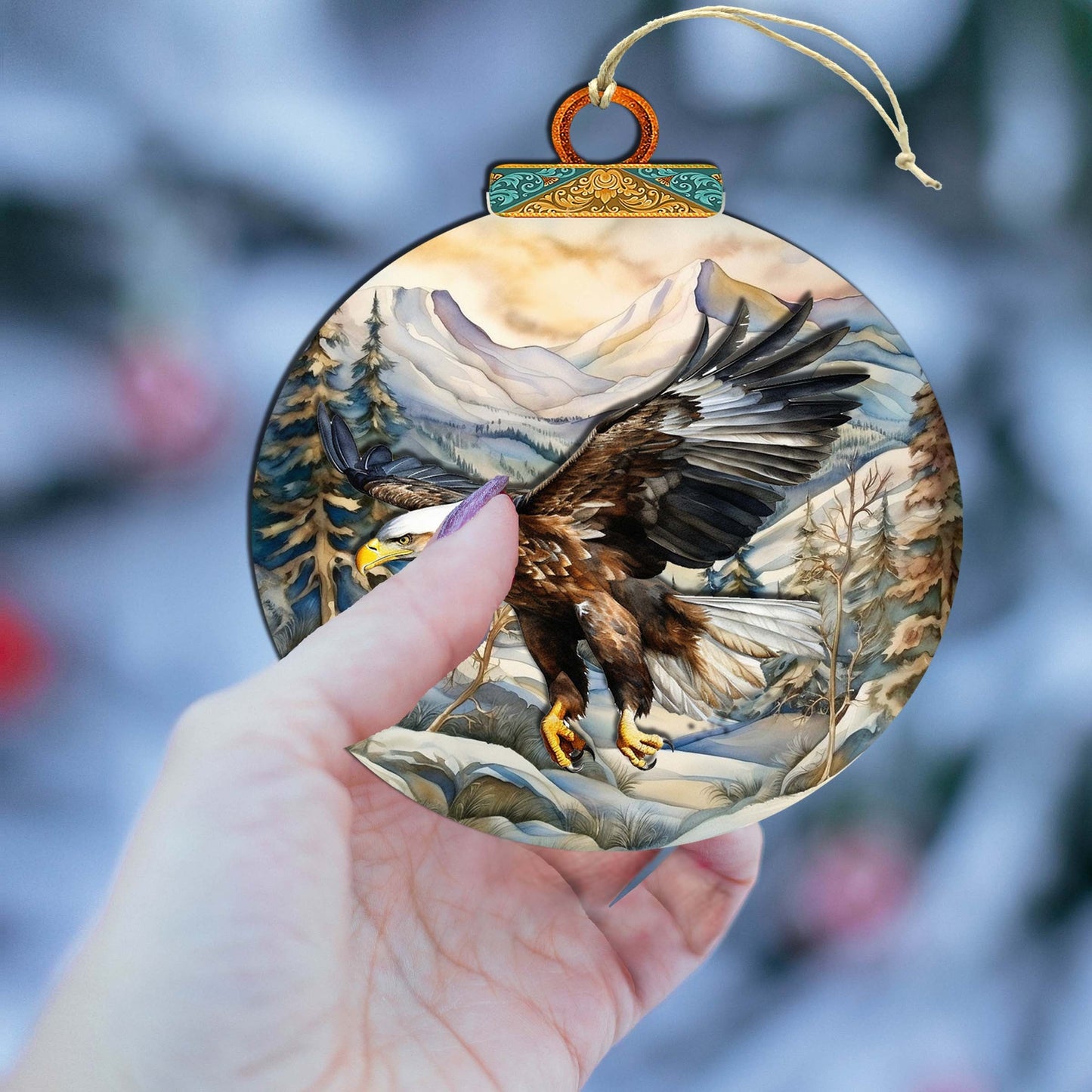 Bald Eagle of Alaska Wooden Ornaments by G.Debrekht - Wildlife Holiday Decor - 870063