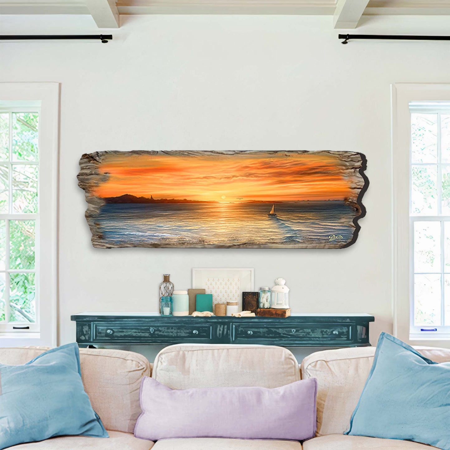 Ocean Sunset Wooden Wall Art by G. DeBrekht Coastal Decor - 8491106W
