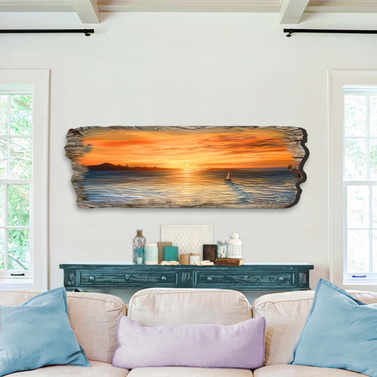 Ocean Sunset Wooden Wall Art by G. DeBrekht Coastal Decor - 8491106W
