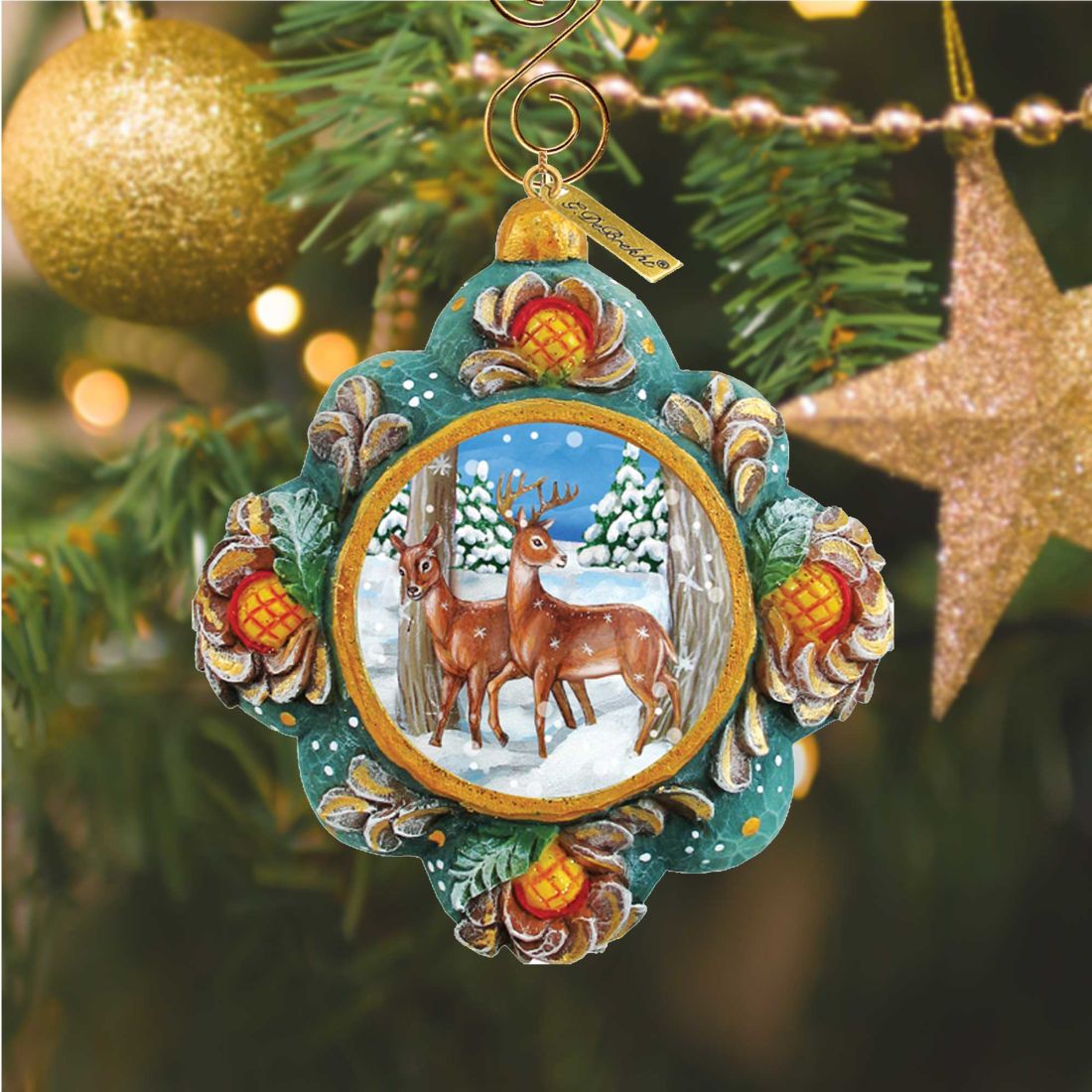 Wilderness Sculpted Hand-Painted Christmas Ornament by G. DeBrekht - Wildlife Holiday Decor - 6102510