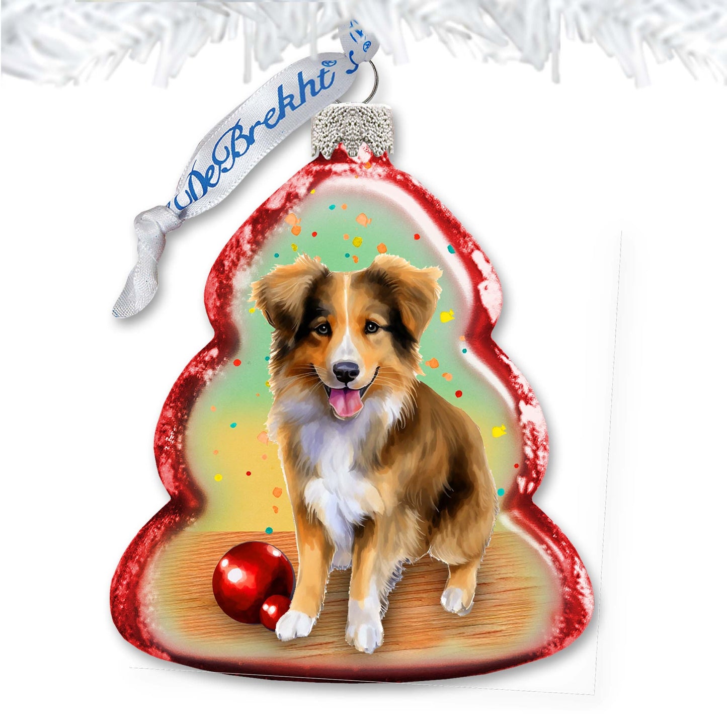 Christmas Ornaments - Playful Dog Keepsake Glass Ornaments by G. Debrekht - Christmas Decor - 777403