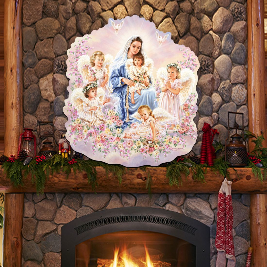 Gift of Love Angel Wreath Door Decor by D. Gelsinger - Nativity Holiday Decor - 8461031H-0108