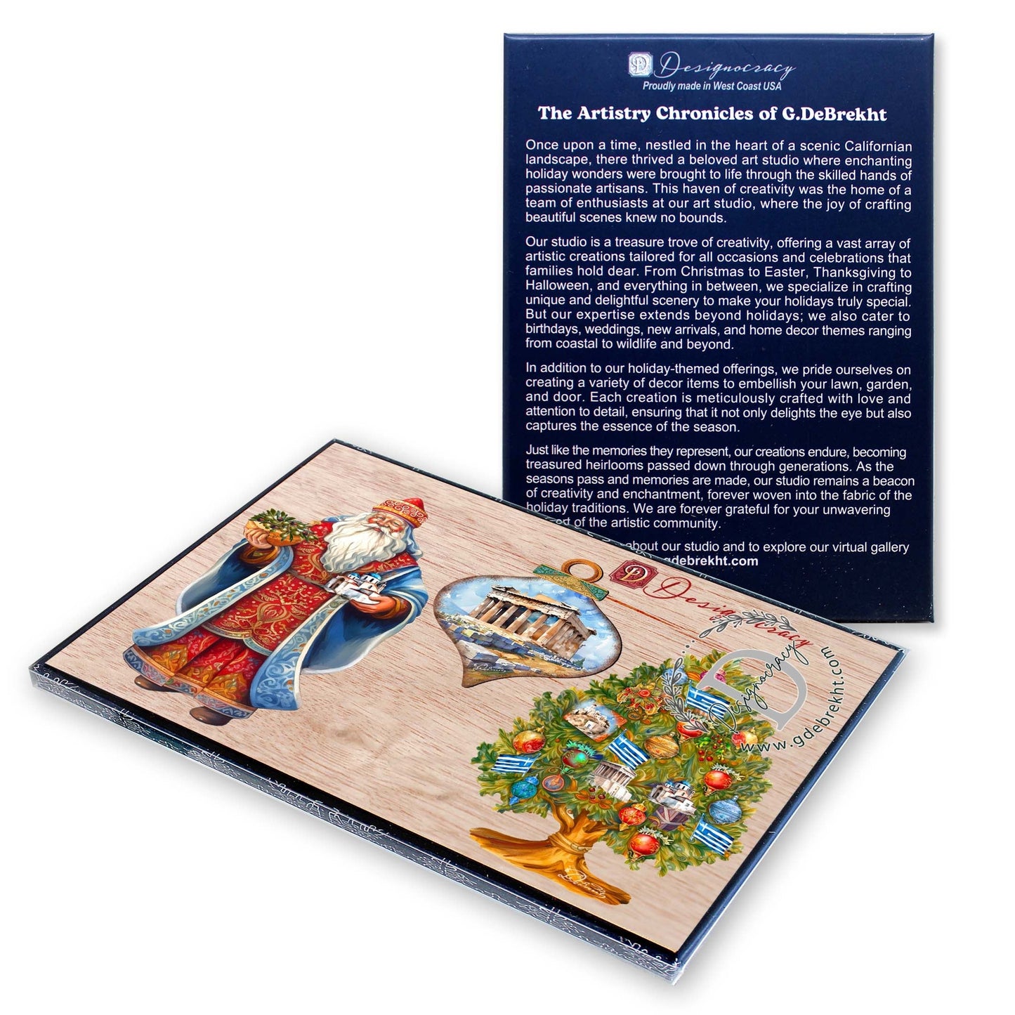 Santas Around the World - Greece Inspired Santa - Wooden Ornaments Set of 3 by G. DeBrekht Christmas Santa Snowman Decor - 8091316S3