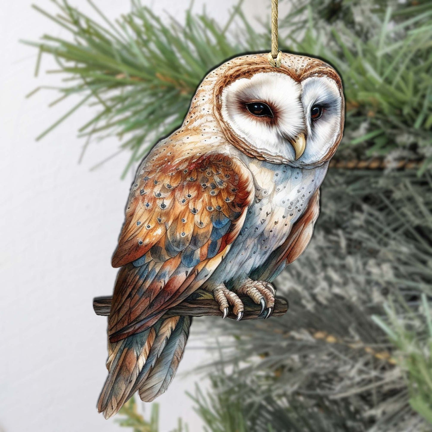 Alaskan Short-eared Owl Wooden Ornaments by G.Debrekht - Wildlife Holiday Decor - 8710004-4