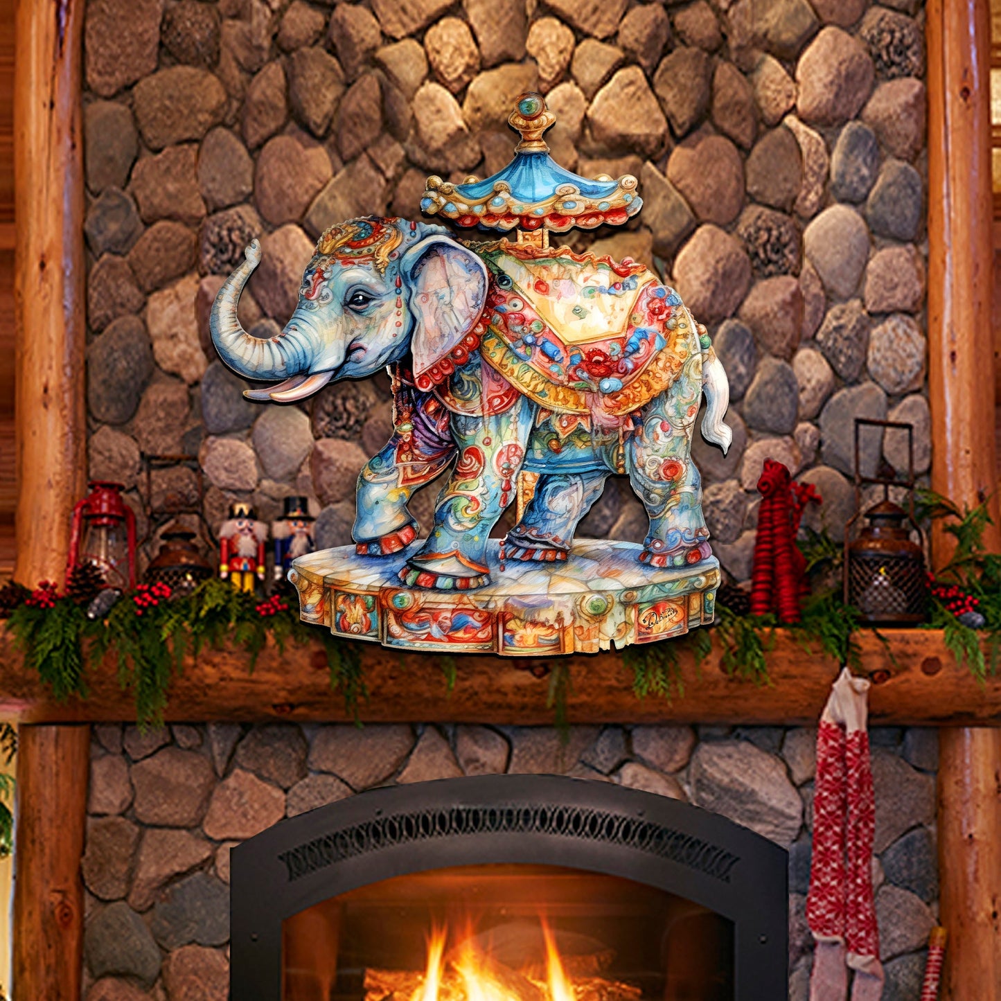 Carousel Elefant Holiday Door Decor  by G. Debrekht - Christmas Decor - 8611029H