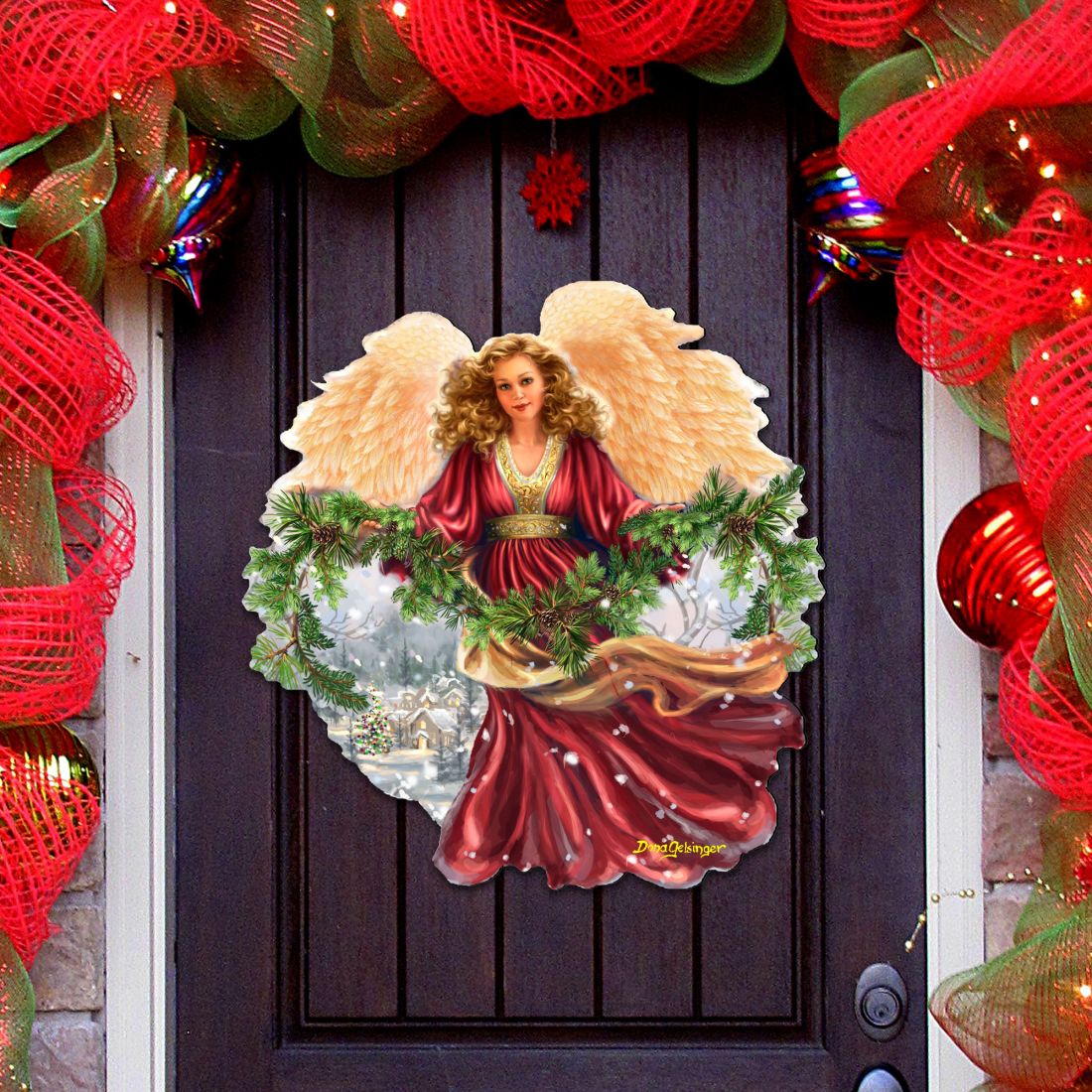 Snowfall Angel Holiday Door Decor by D. Gelsinger - Christmas Decor - 8461068H-DG