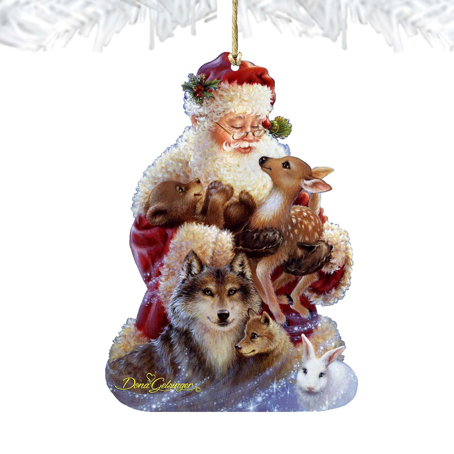 Santa Little Friends Wooden Ornaments by Gelsinger - Christmas Santa Snowman Decor - 8161012-9914