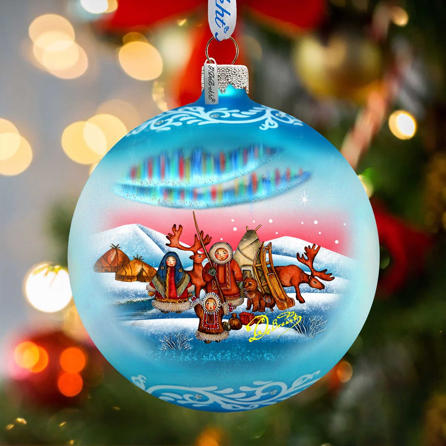 Northern Light Ball Glass Ornament by G. DeBrekht - Christmas Santa Snowman Décor - 73418