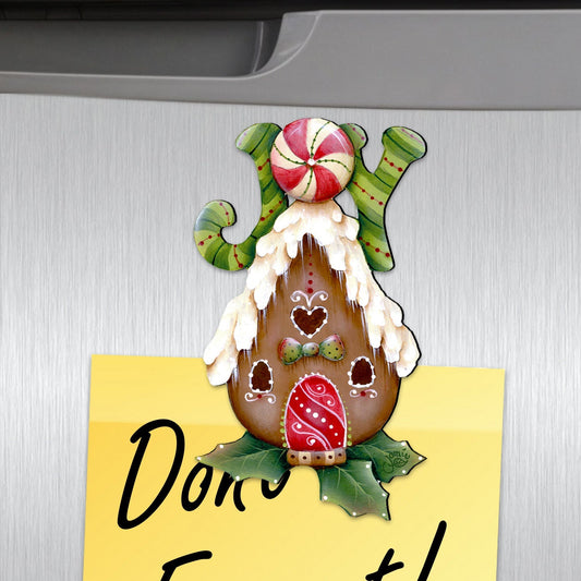 Joy Gingerbread House Shape Refrigerator Magnets Set of 3 by Jamie Mills-Price
