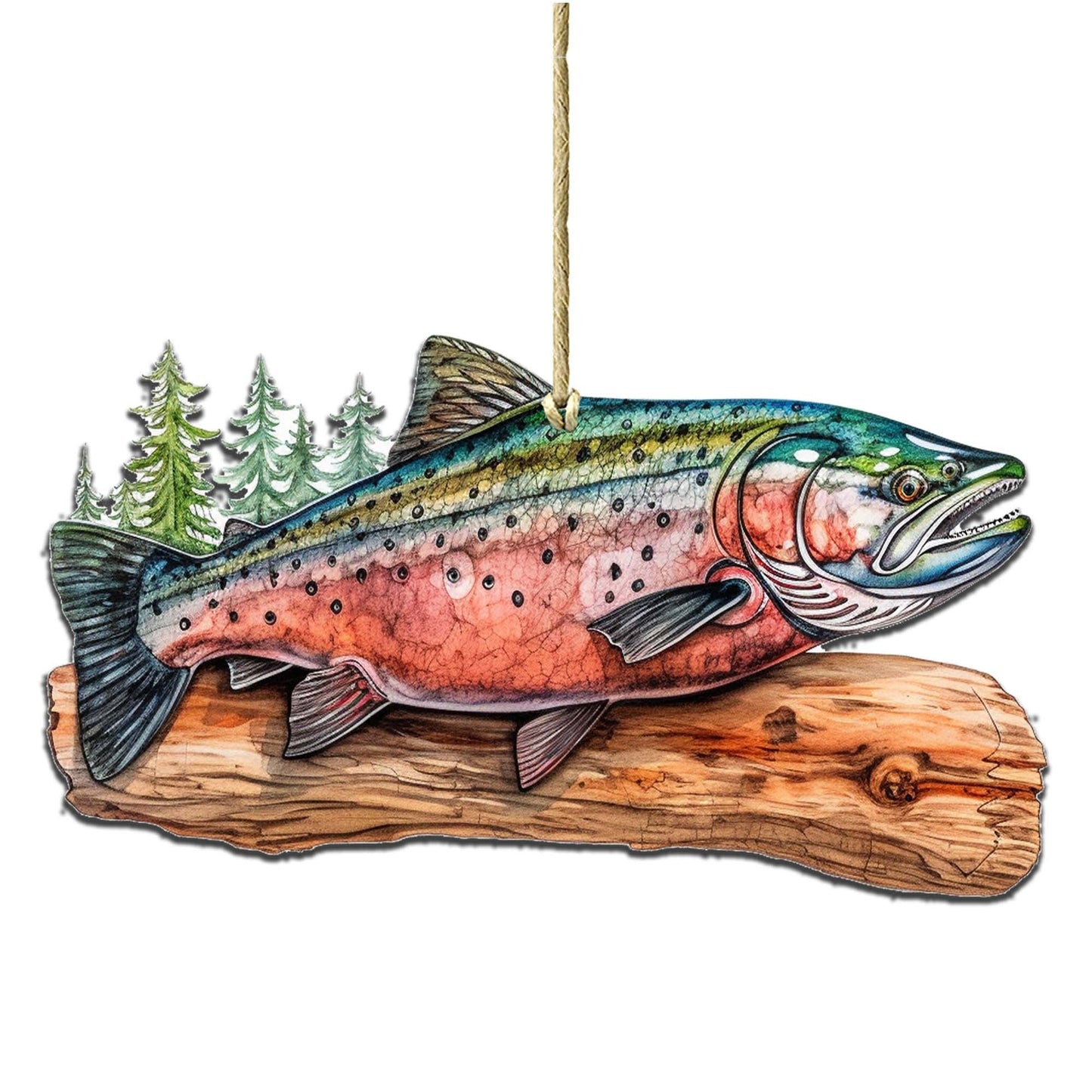 Splendid Sockeye Wooden Ornaments by G.Debrekht - Wildlife Holiday Decor - 8710109-2