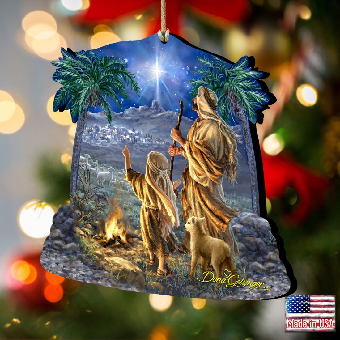 Shepherds Keeping Watch Wooden Ornaments by Gelsinger - Nativity Holiday Decor - 8161025-1838