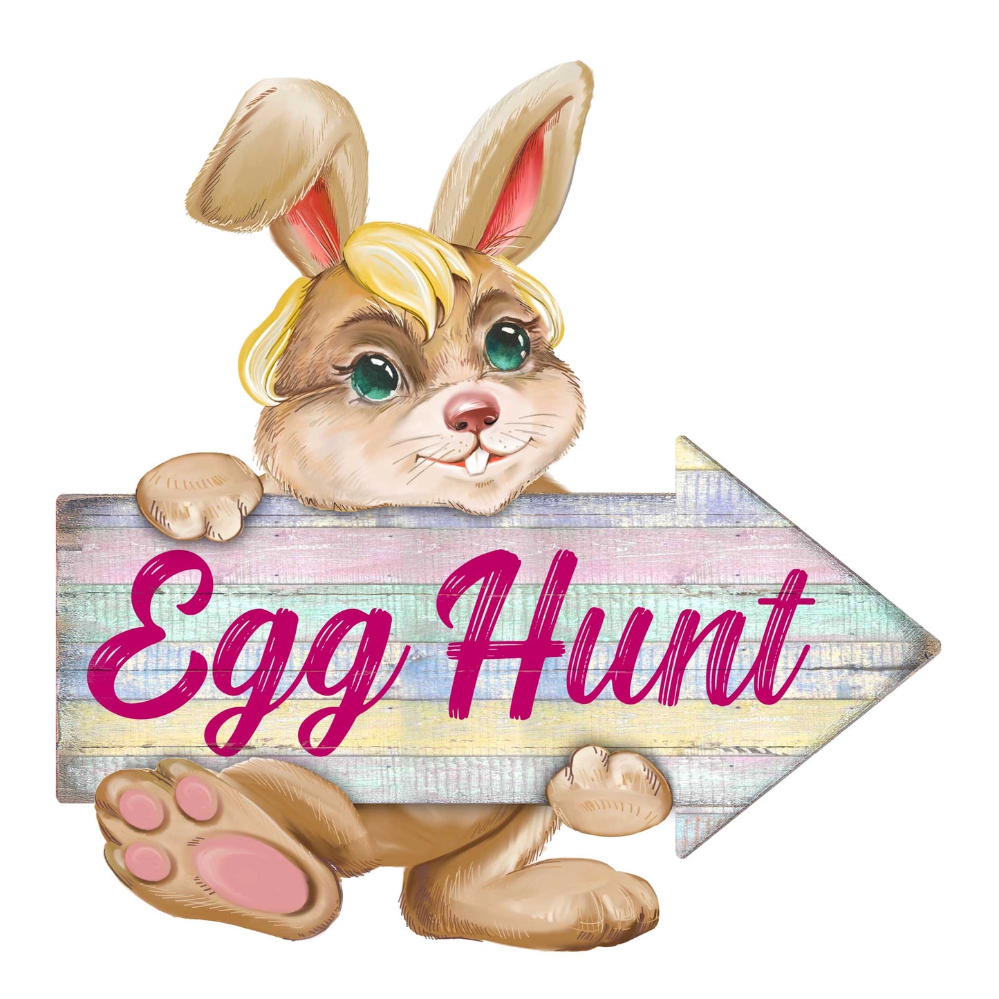 Egg Hunt Bunny Wooden Door Hanger by G. DeBrekht - Easter Spring Decor - 815433-2H