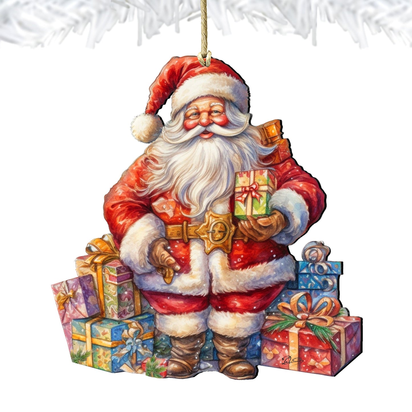 The Joy of Giving Wooden Ornaments by G. Debrekht Christmas Santa Snowman Decor - 8611081