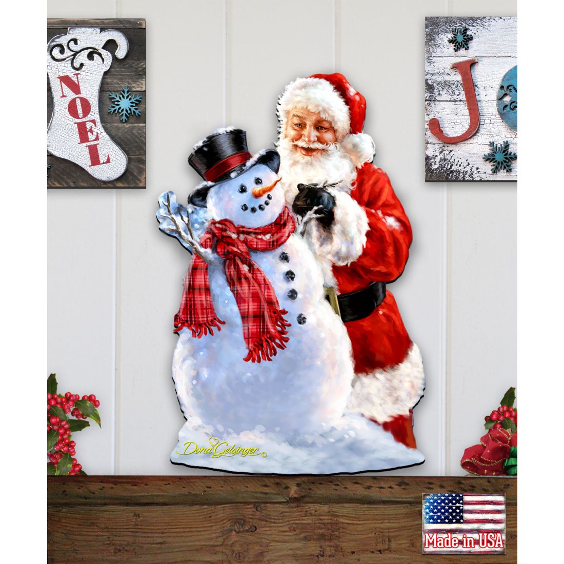 Building a Snowman Santa Door Decor by D. Gelsinger - Christmas Santa Snowman Decor - 8461053H-1627
