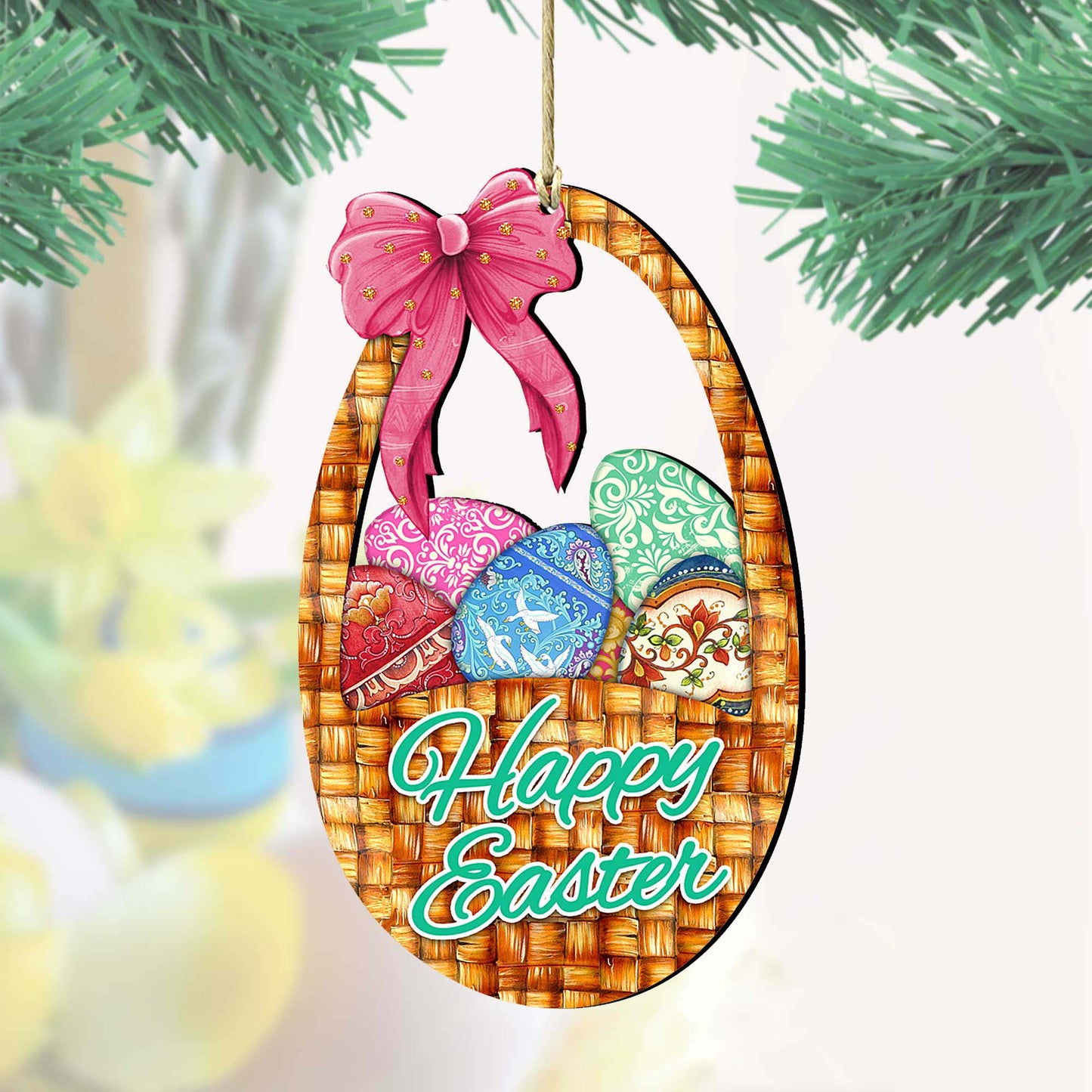 Easter Basket Wooden Ornaments by G. DeBrekht - Easter Spring Decor - 8185309