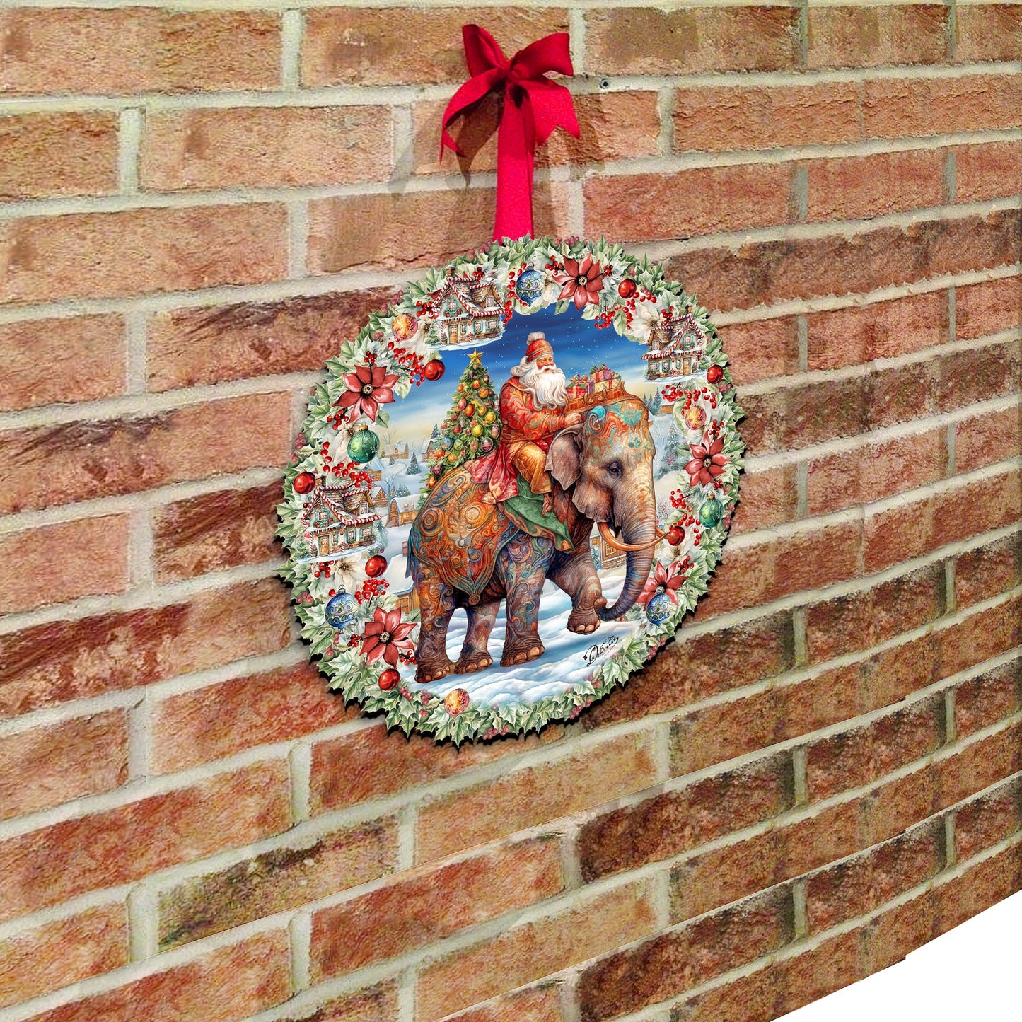 Santa on Elephant Holiday Door Decor  by G. Debrekht - Christmas Decor - 8611043H