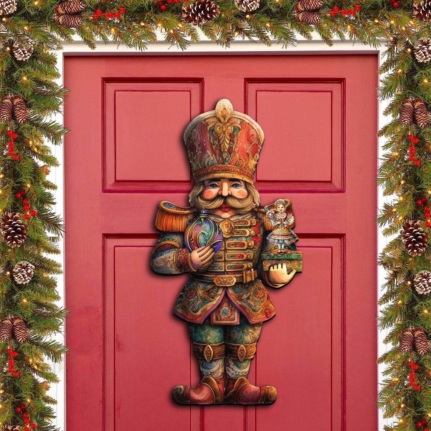 Charming Clara and Nutcracker Prince Holiday Door Decor by G. Debrekht - Christmas Decor - 8611059H