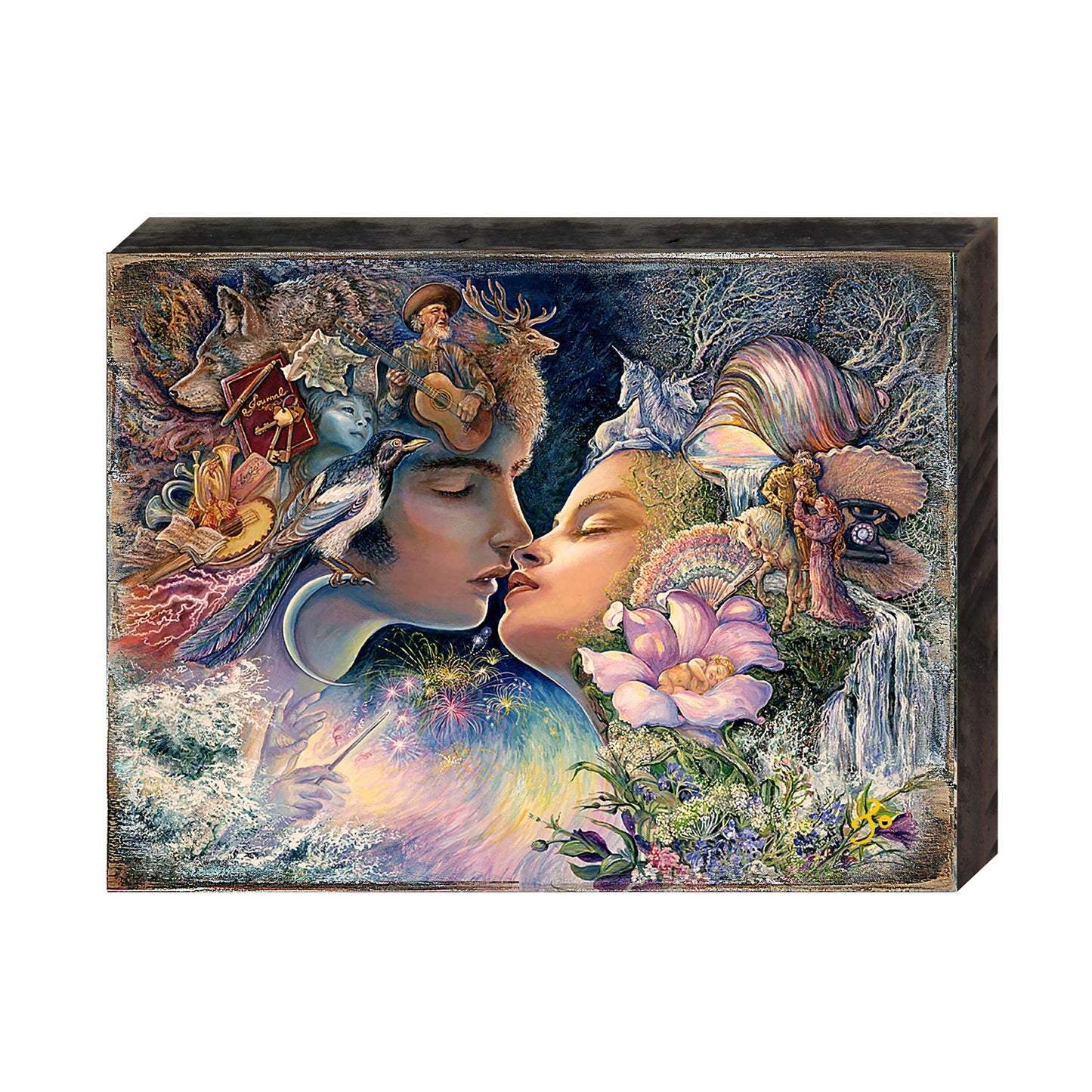 Prelude to a Kiss Fantasy Wooden Wall Art by Josephine Wall - Fantasy Decor - 852150-JW