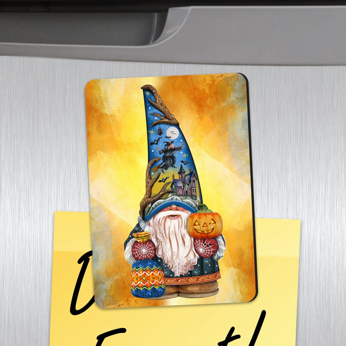 Spooky Halloween Gnome Refrigerator Wooden Magnets Set of 3