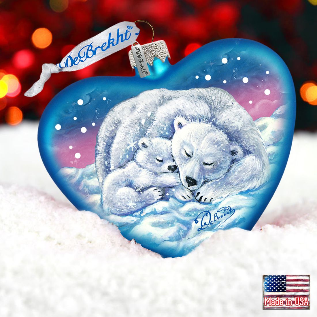 Motherly Love Bears Glass Ornament by G. DeBrekht - Wildlife Holiday Decor - 753-008