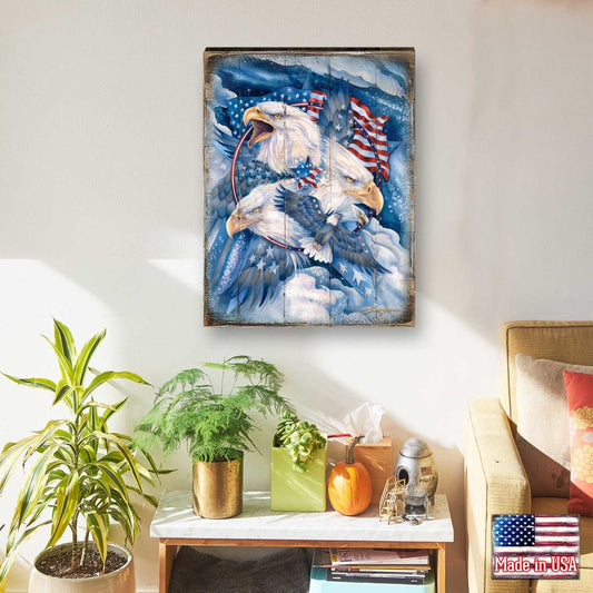 Allegiance American Patriotic Eagles Wooden Wall Art by J. Bergsma - American Patriotic Decor - 8592730BP-JB