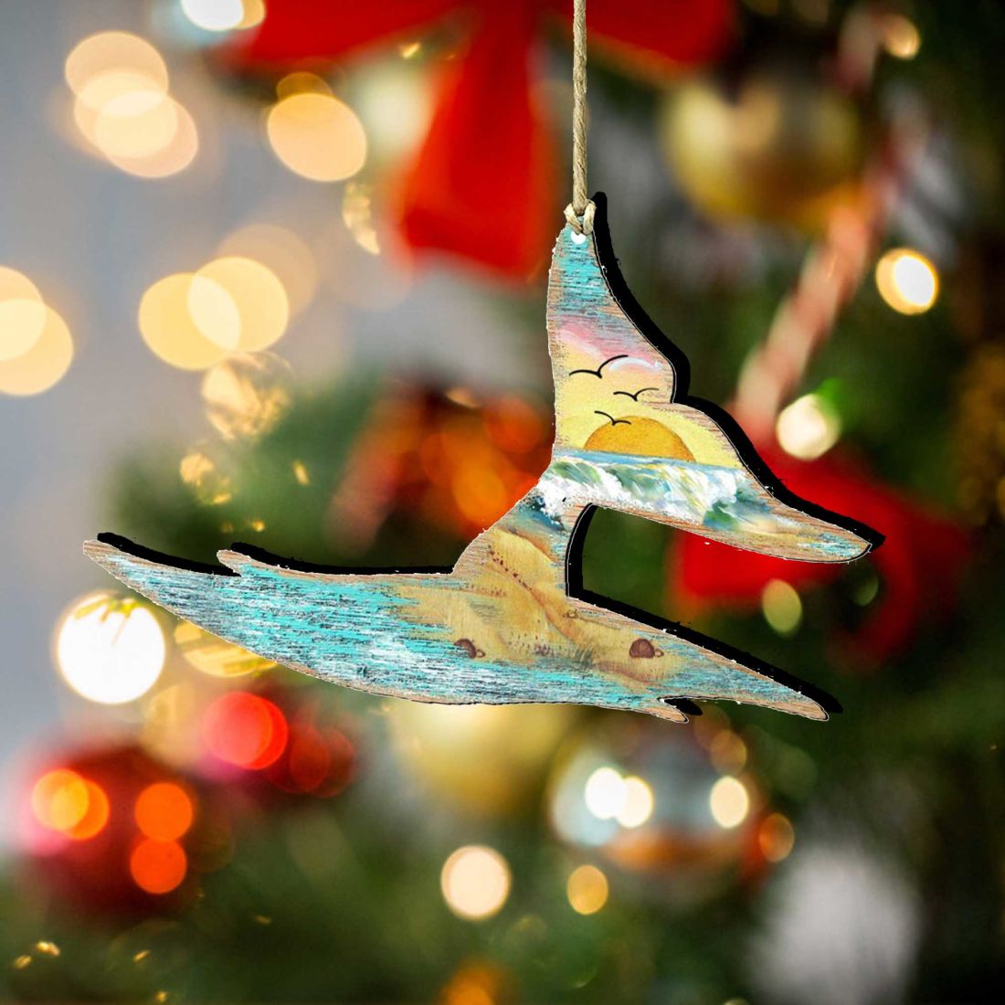 Whales Tale Wooden Ornaments by G. DeBrekht - Coastal Holiday Decor - 8198535