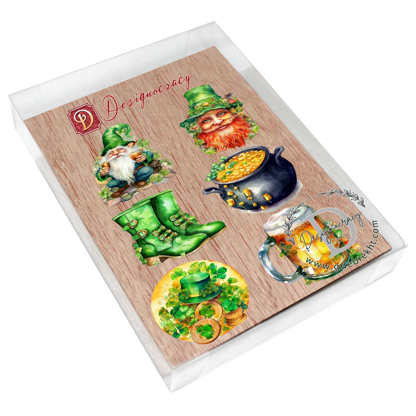 St. Patrick's Day Decorative Wooden Magnets Set of 6 by G. Debrekht - St. Patrick's Day Decor - 8090058G-S6