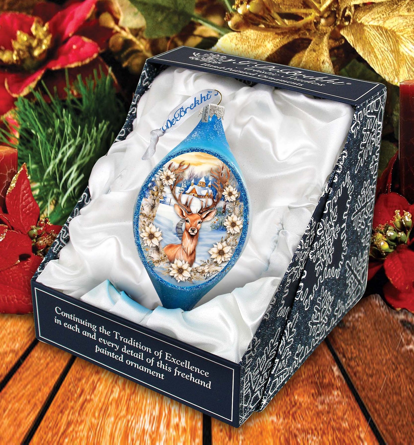 Majestic Forest Deer Drop Glass Ornament by G. Debrekht - Wildlife Holiday Decor - 757-047