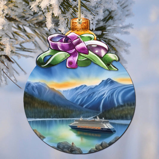 Cruising Alaska's Mountains Wooden Ornaments by G.Debrekht - Wildlife Holiday Decor - 870031