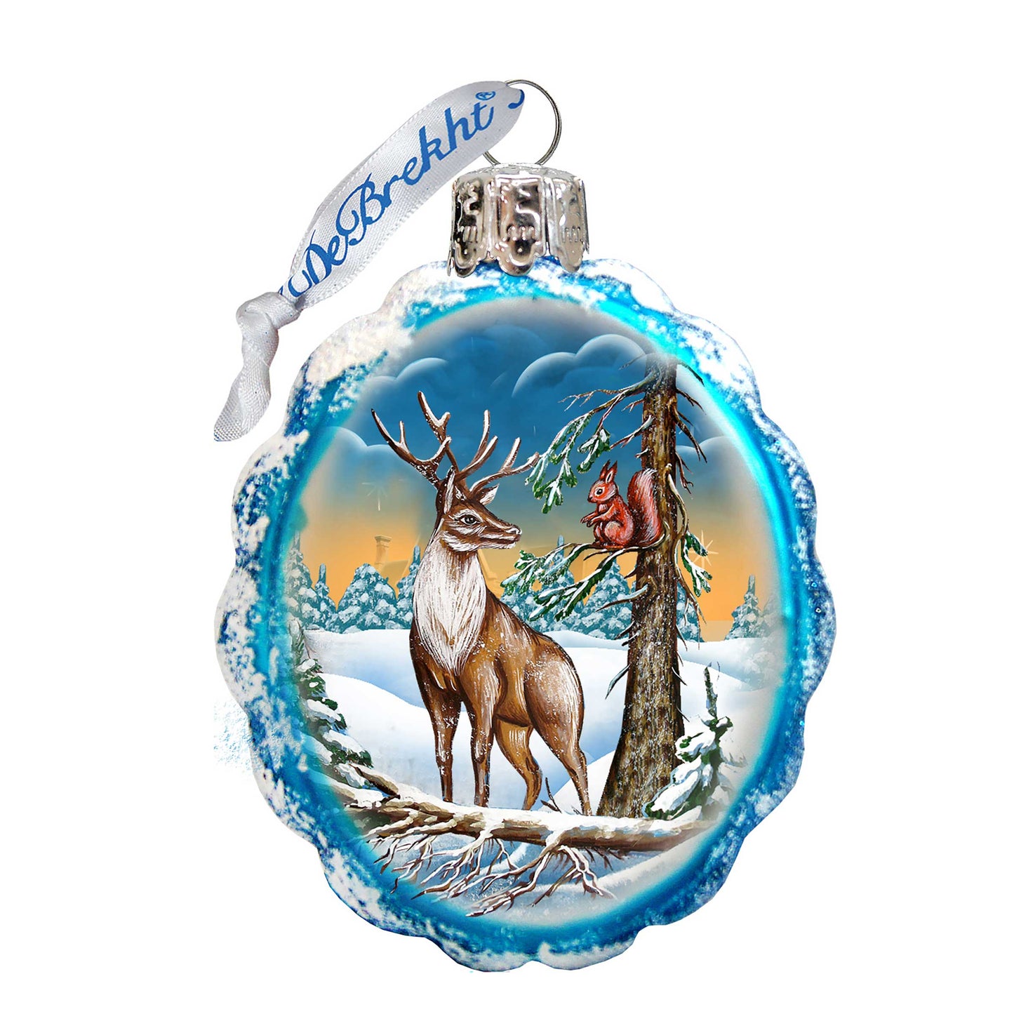 Deer and Friend Mercury Glass Ornament by G. DeBrekht - Wildlife Holiday Décor - 771013