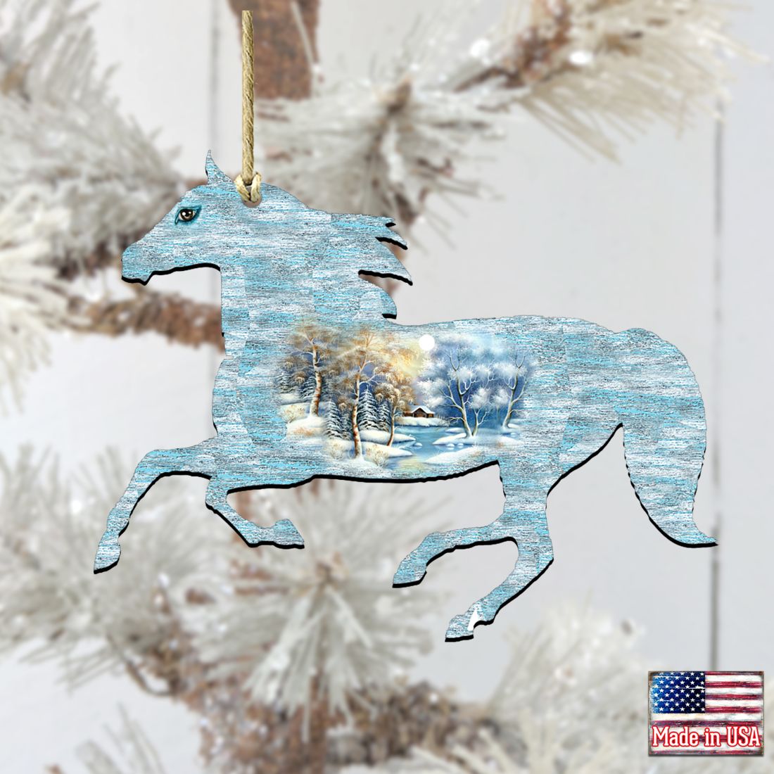Running Horse Wooden Ornaments by G. DeBrekht - Wildlife Holiday Decor - 8198152