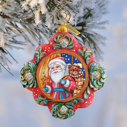 Gift Giver Santa Sculpted Hand-Painted Christmas Ornament by G. DeBrekht - Christmas Santa Snowman Decor - 6102546