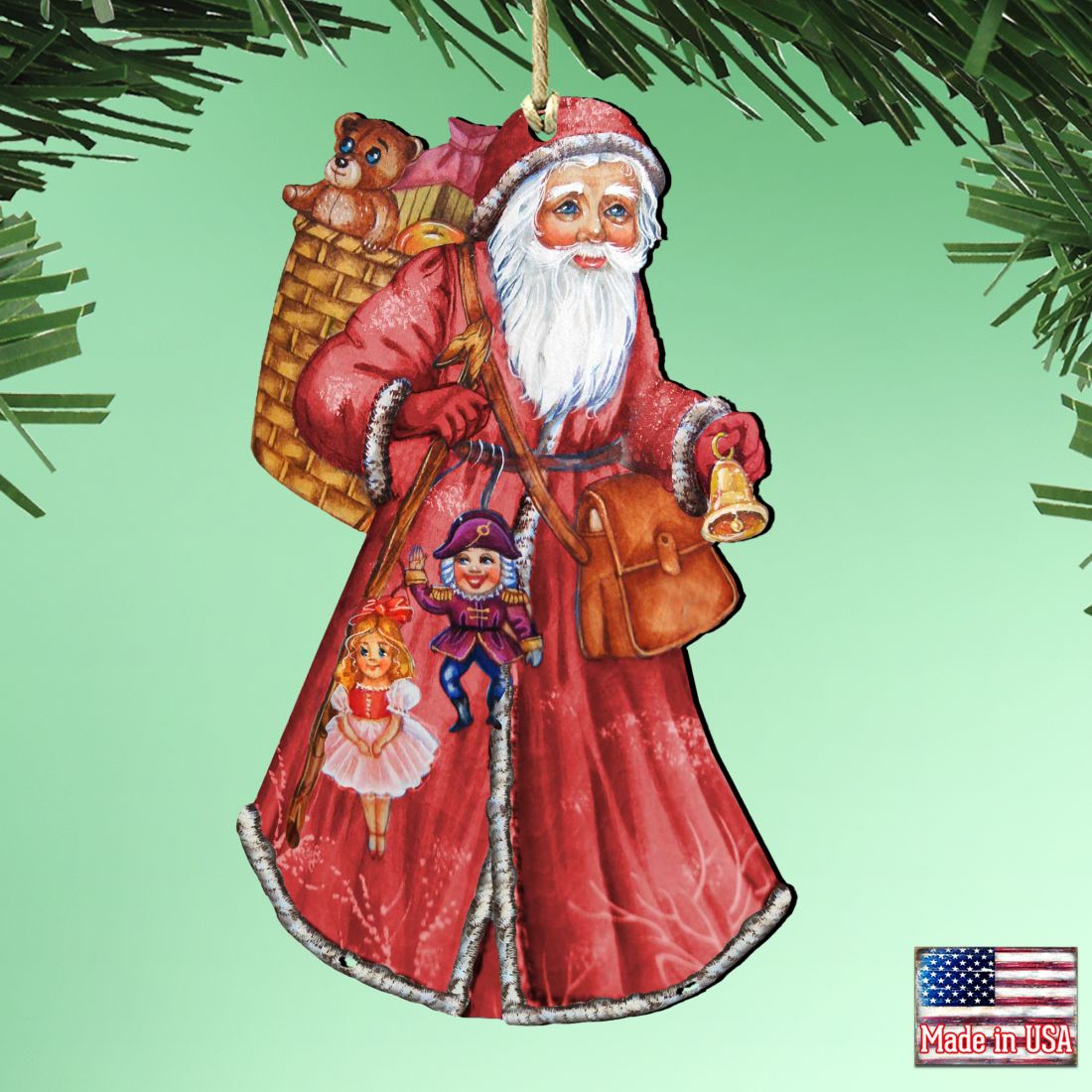 Saint Nick Christmas Wooden Ornaments by G. DeBrekht - Christmas Santa Snowman Decor - 8124120